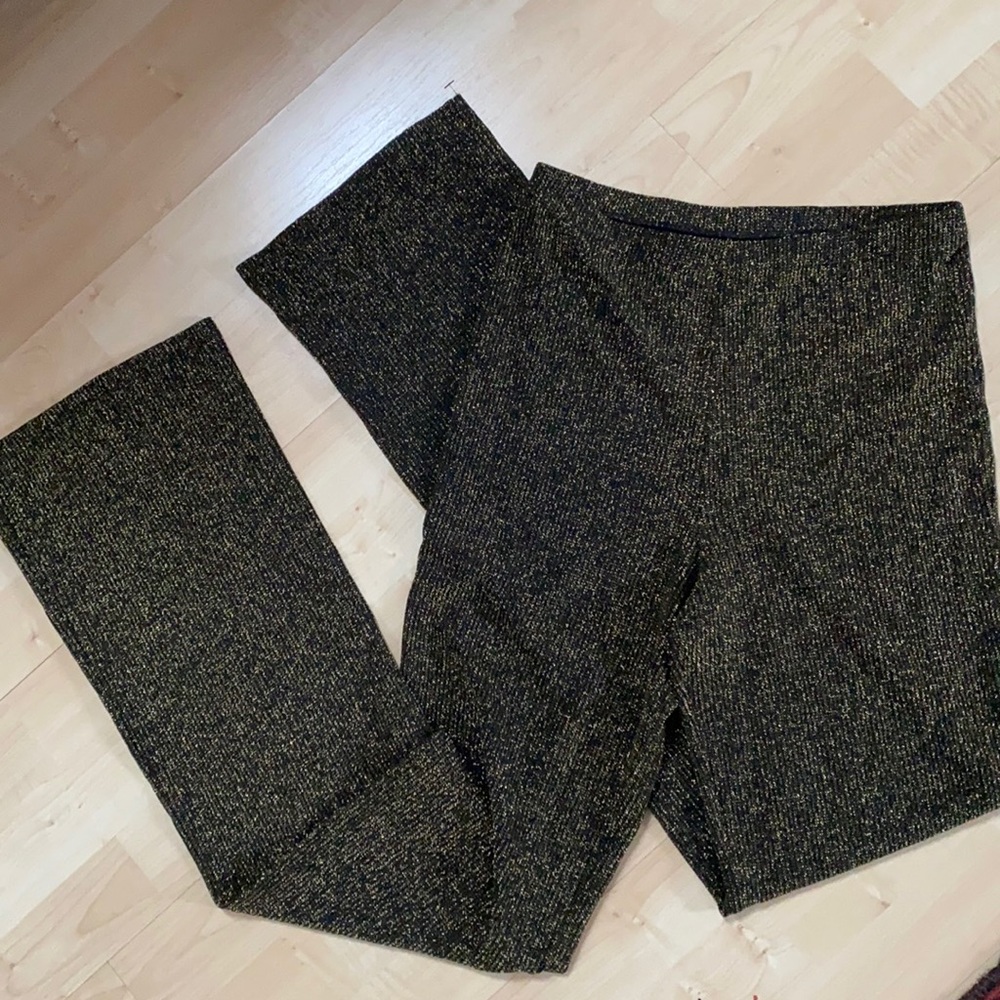 Black & gold shimmery Reformation stretchy pants